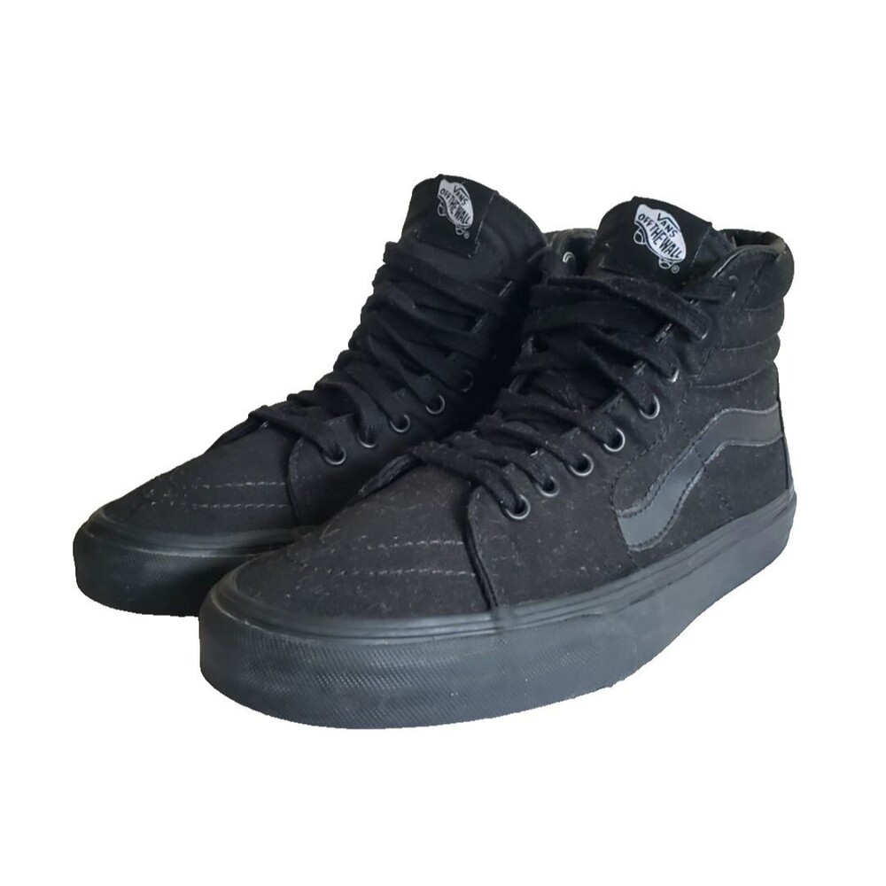Vans Sk8-Hi Triple Black High Top Sneakers Canvas Women's Size 9 Men's Sz 7.5